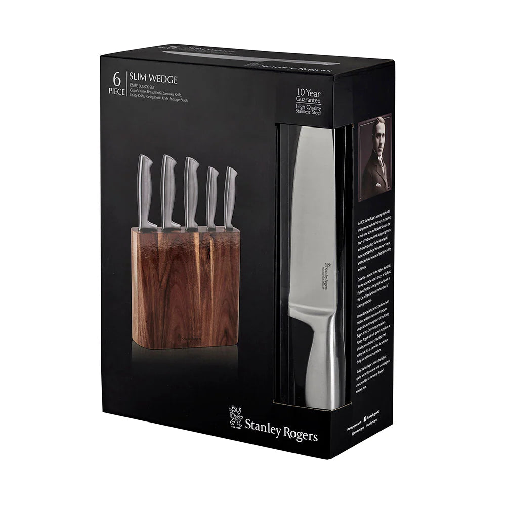 Stanley Rogers Slim Wedge 6 Piece Knife Block